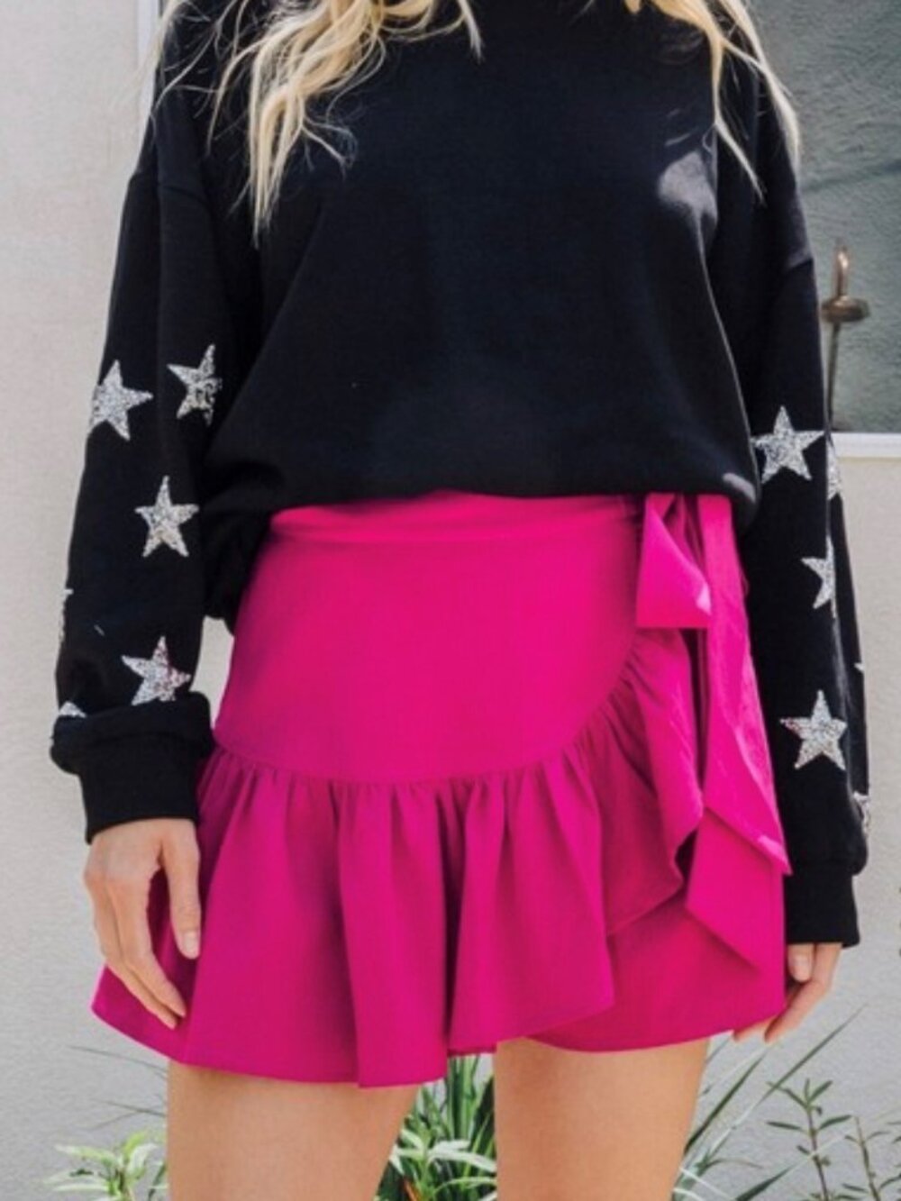 Oddi Hot Pink Ruffle Wrap Skort Plus Size